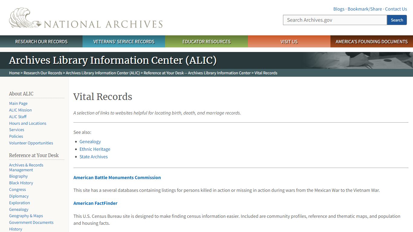 Vital Records - National Archives