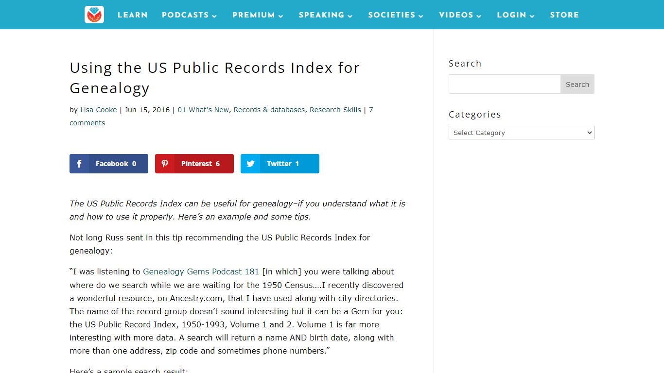 Using the US Public Records Index for Genealogy ...
